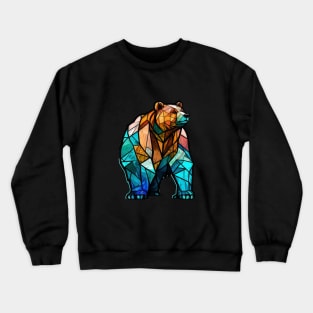 Grizzly Bear Animal Portrait Stained Glass Wildlife Outdoors Adventure Crewneck Sweatshirt